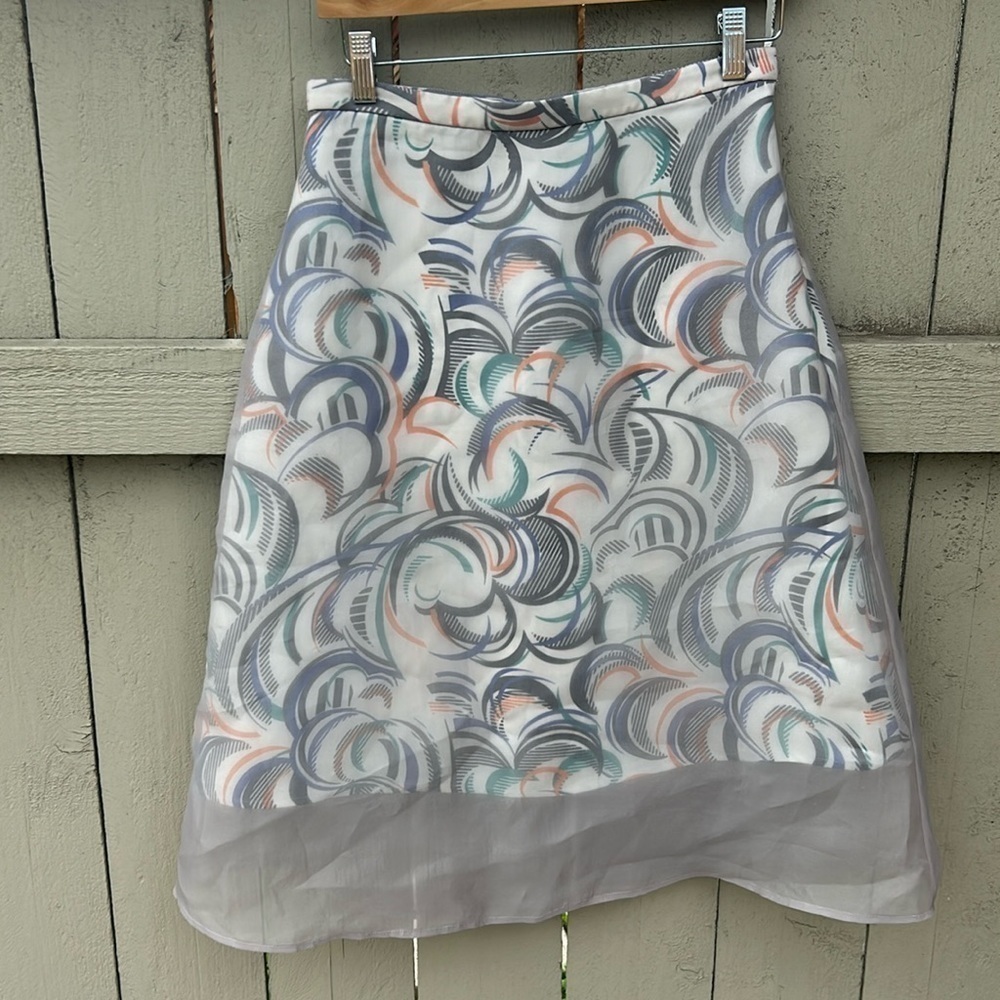 & Other Stories Anthropologie Midi Skirt Organza Overlay Abstract Sz 6
